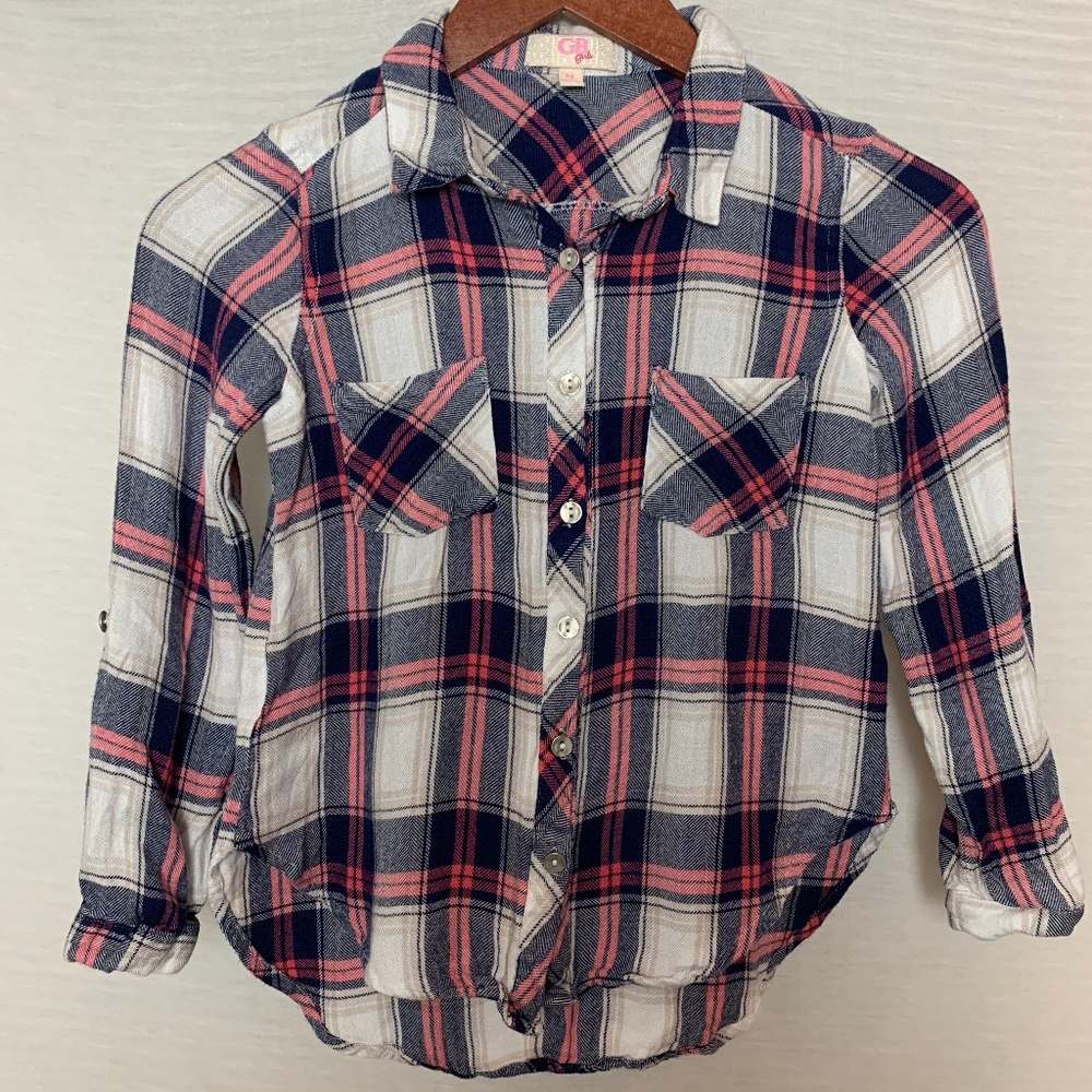 GB Girls Blue & Pink Plaid Shirt